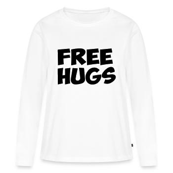 free hugs free hugs quote humor fun hug - Women's Premium Organic Long Sleeve Shirt - white - Front - Julia (174cm)