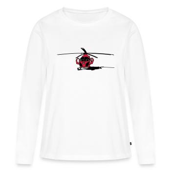 Terrain , hélicoptère - T-shirt manches longues Premium bio Femme - blanc - Devant - Julia (174cm)
