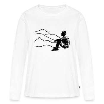 pause randonnée - T-shirt manches longues Premium bio Femme - blanc - Devant - Julia (174cm)
