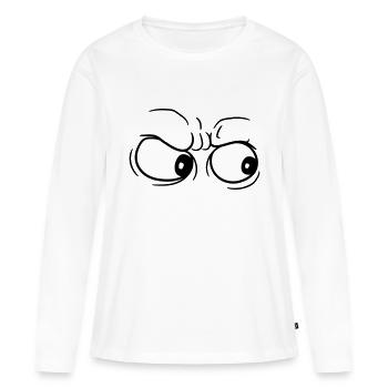 ansehen starren 2 augen ausrasten stinksauer kopf - Frauen Premium Bio Langarmshirt - Weiß - Vorne - Julia (174cm)