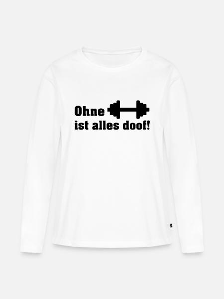 ohne hanteln - Frauen Premium Bio Langarmshirt - Weiß