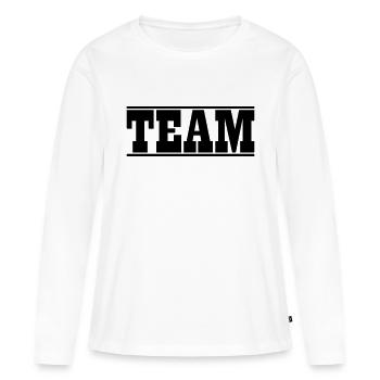 Conception d'équipe - T-shirt manches longues Premium bio Femme - blanc - Devant - Julia (174cm)