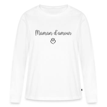 Maman d'amour - T-shirt manches longues Premium bio Femme - blanc - Devant - Julia (174cm)