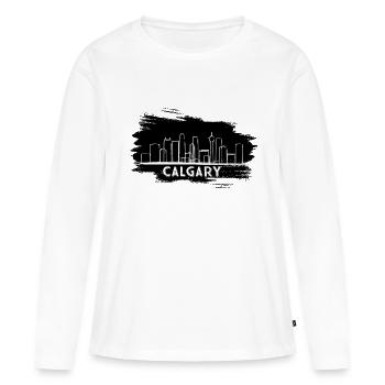Calgary États-Unis - T-shirt manches longues Premium bio Femme - blanc - Devant - Julia (174cm)