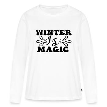 L’hiver est magique - T-shirt manches longues Premium bio Femme - blanc - Devant - Julia (174cm)