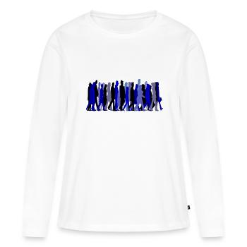 Foule pressée - T-shirt manches longues Premium bio Femme - blanc - Devant - Julia (174cm)