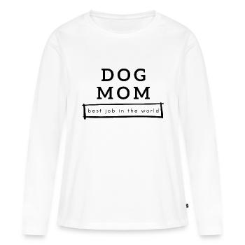 Maman chien - meilleur travail au monde - T-shirt manches longues Premium bio Femme - blanc - Devant - Julia (174cm)