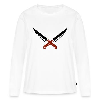 Couteau 01 - T-shirt manches longues Premium bio Femme - blanc - Devant - Julia (174cm)