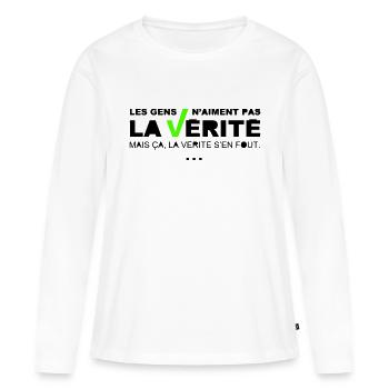 Vérité - T-shirt manches longues Premium bio Femme - blanc - Devant - Julia (174cm)