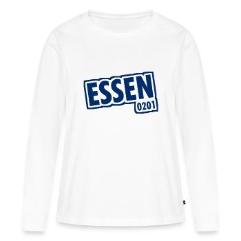 Essen - 0201 - Indicatif régional - Slogan - T-shirt manches longues Premium bio Femme - blanc - Devant - Julia (174cm)