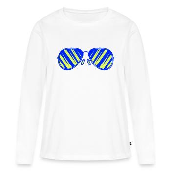 sonnenbrille - Frauen Premium Bio Langarmshirt - Weiß - Vorne - Julia (174cm)