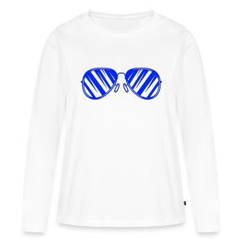 sonnenbrille - Frauen Premium Bio Langarmshirt - Weiß - Vorne - Julia (174cm)