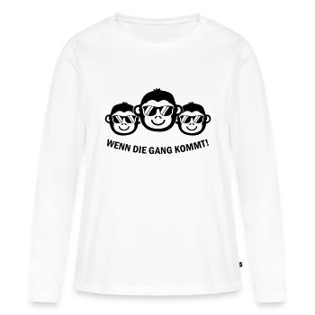 Gang de singes - T-shirt manches longues Premium bio Femme - blanc - Devant - Julia (174cm)