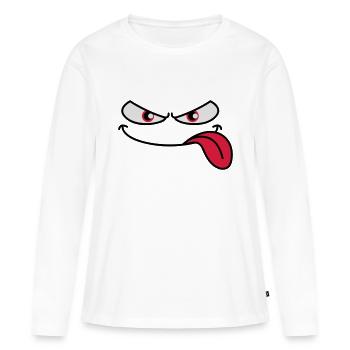 Langue de visage de dessin animé maléfique qui dépasse - T-shirt manches longues Premium bio Femme - blanc - Devant - Julia (174cm)