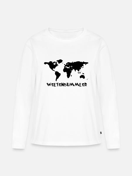 Weltenbummler - Frauen Premium Bio Langarmshirt - Weiß