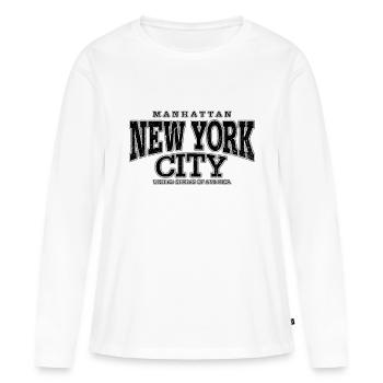New York City Manhattan Noir (à l'ancienne) - T-shirt manches longues Premium bio Femme - blanc - Devant - Julia (174cm)