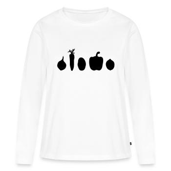 Vegetables Onion carrot potato lemon veggie chef - Women's Premium Organic Long Sleeve Shirt - white - Front - Julia (174cm)