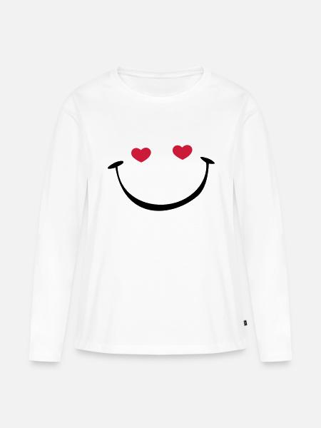 lachendes Gesicht - Frauen Premium Bio Langarmshirt - Weiß