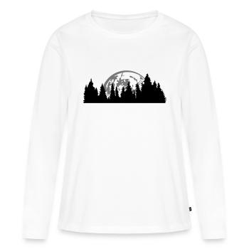 lune nuit pleine lune réglage arbre forêt conifère - T-shirt manches longues Premium bio Femme - blanc - Devant - Julia (174cm)