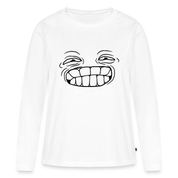 cartoon grinsen lustig gesicht kopf augen mund zae - Frauen Premium Bio Langarmshirt - Weiß - Vorne - Julia (174cm)