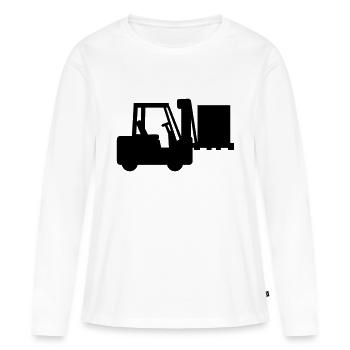 Gerbeuse à fourche - T-shirt manches longues Premium bio Femme - blanc - Devant - Julia (174cm)