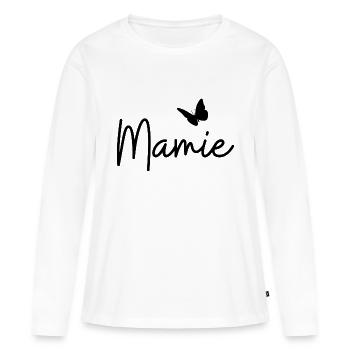 Mamie - T-shirt manches longues Premium bio Femme - blanc - Devant - Julia (174cm)
