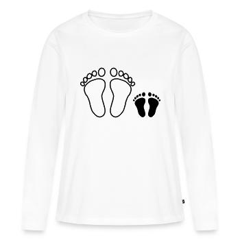 Familien Fußabdruck - Frauen Premium Bio Langarmshirt - Weiß - Vorne - Julia (174cm)