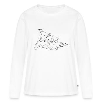 Chien | | pour chats Beau design - T-shirt manches longues Premium bio Femme - blanc - Devant - Julia (174cm)
