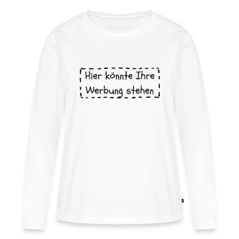 Hier könnte Ihre Werbung stehen - Frauen Premium Bio Langarmshirt - Weiß - Vorne - Julia (174cm)