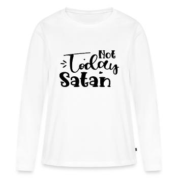 Pas aujourd’hui Satan - T-shirt manches longues Premium bio Femme - blanc - Devant - Julia (174cm)