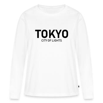 Tokyo - Ville Lumière - Japon - Vie nocturne - T-shirt manches longues Premium bio Femme - blanc - Devant - Julia (174cm)
