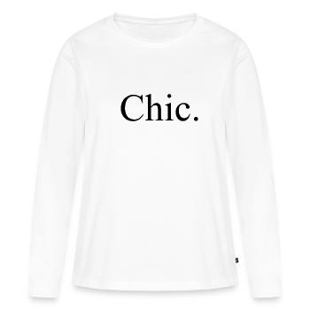 Chic. - moderne - mode - style - mode - élégant - T-shirt manches longues Premium bio Femme - blanc - Devant - Julia (174cm)