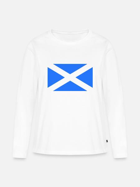 Scotland Blue - Frauen Premium Bio Langarmshirt - Weiß
