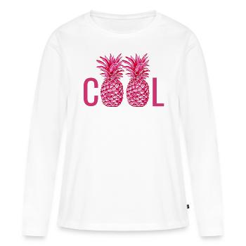 COOL - PINEAPPLE - TROPICAL FRUITS - Women's Premium Organic Long Sleeve Shirt - white - Front - Julia (174cm)