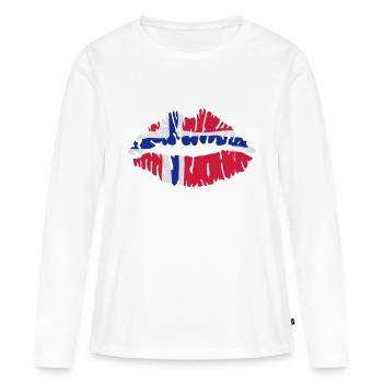 Hinweis Norwegische Lippen - Frauen Premium Bio Langarmshirt - Weiß - Vorne - Julia (174cm)