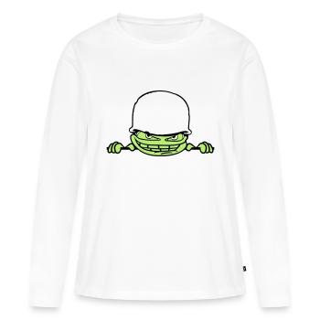 wand mauer gesicht kopf soldat tarnmuster krieg ar - Frauen Premium Bio Langarmshirt - Weiß - Vorne - Julia (174cm)