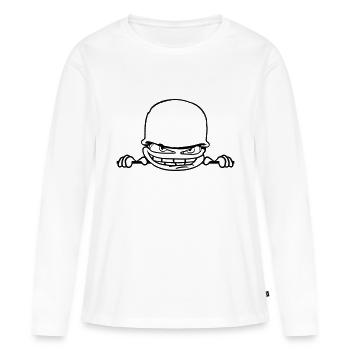 wand mauer gesicht kopf soldat tarnmuster krieg ar - Frauen Premium Bio Langarmshirt - Weiß - Vorne - Julia (174cm)