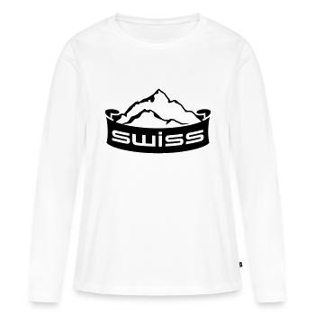 Swiss Mountain Banner Logo - T-shirt manches longues Premium bio Femme - blanc - Devant - Julia (174cm)
