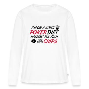 Poker diet: Fish and their chips - Frauen Premium Bio Langarmshirt - Weiß - Vorne - Julia (174cm)