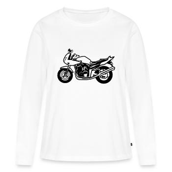 Moto vélo nu SportTouring - T-shirt manches longues Premium bio Femme - blanc - Devant - Julia (174cm)
