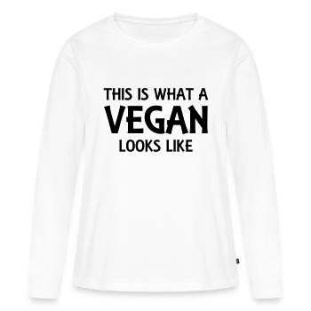 This is what a vegan looks like - Frauen Premium Bio Langarmshirt - Weiß - Vorne - Julia (174cm)