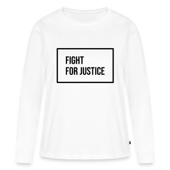 Lutte pour la justice - T-shirt manches longues Premium bio Femme - blanc - Devant - Julia (174cm)