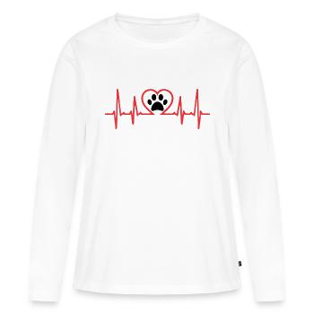 Pulzo Heart - Dog Footprint - Women's Premium Organic Long Sleeve Shirt - white - Front - Julia (174cm)