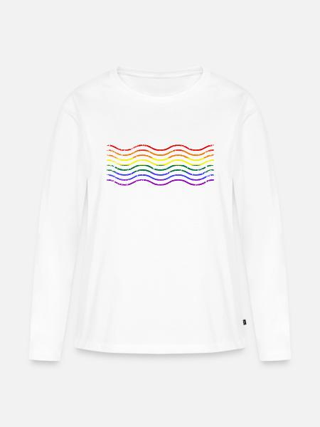 Regenbogenfarben Wellen LGBTQ - Frauen Premium Bio Langarmshirt - Weiß