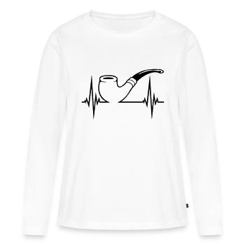 Pulsation de pipe de tabac Heartbeat - T-shirt manches longues Premium bio Femme - blanc - Devant - Julia (174cm)