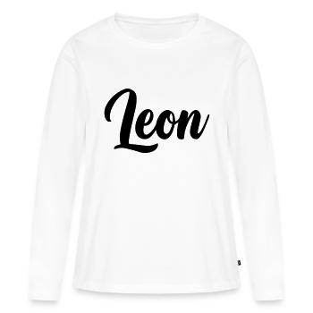 Léon - T-shirt manches longues Premium bio Femme - blanc - Devant - Julia (174cm)