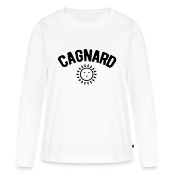 Cagnard soleil canicule chaleur - T-shirt manches longues Premium bio Femme - blanc - Devant - Julia (174cm)