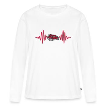 Puls Steak Grillmeister Barbecue - T-shirt manches longues Premium bio Femme - blanc - Devant - Julia (174cm)