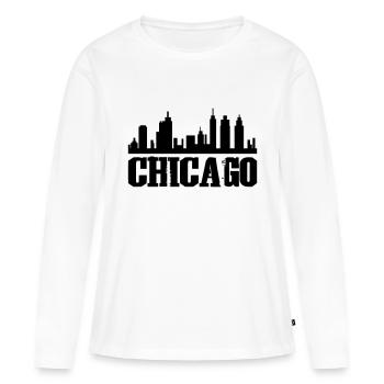 Chicago - T-shirt manches longues Premium bio Femme - blanc - Devant - Julia (174cm)