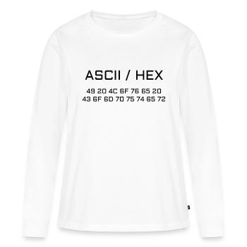 ASCII-HEX J’aime l’ordinateur - T-shirt manches longues Premium bio Femme - blanc - Devant - Julia (174cm)